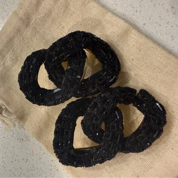 Anthropologie- Violet & Brooks Linked Drop Earrings - Black - Picture 4 of 8